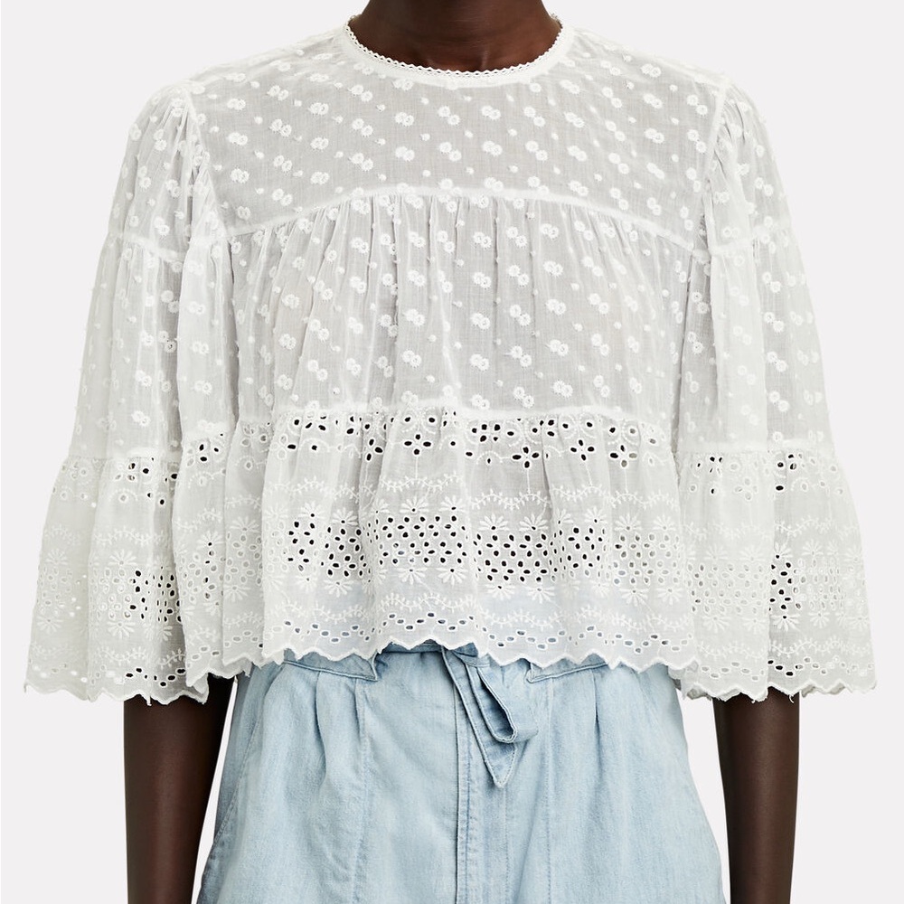 ISABEL MARANT ÉTOILE Tevika Embroidered Crop Top